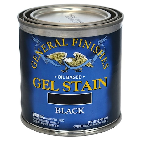 General Finishes 1/2 Pt Black Gel Stain Oil-Based Heavy Bodied Stain BLH